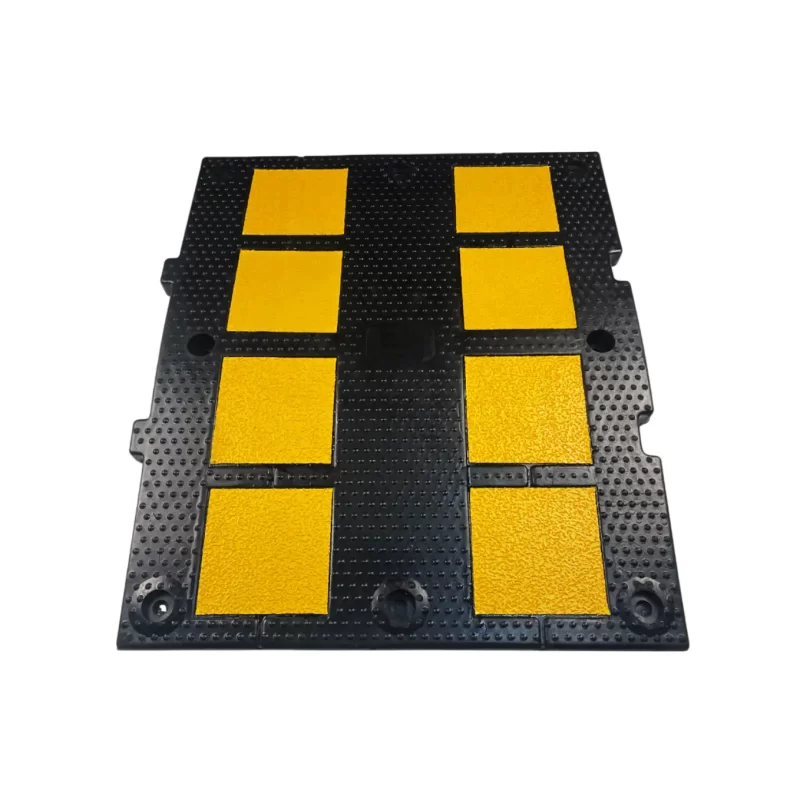 Lomba Redutora Velocidade 5cm Estrada Borracha Preto Amarelo Estacionamento 60x50x5cm