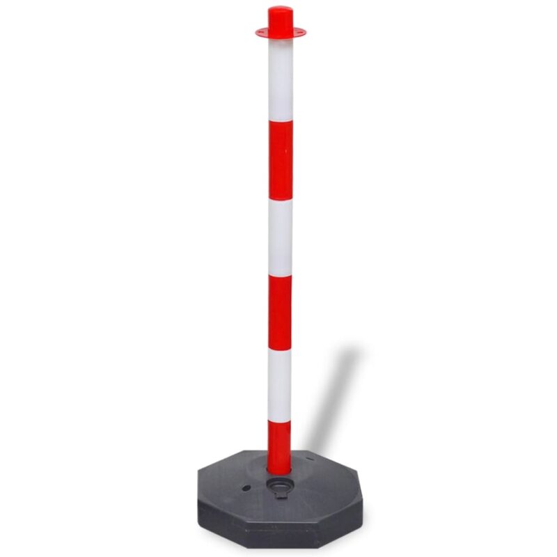 Poste Delimitador 90cm com Base Enchível Vermelho e Branco para Corrente Sinalização e Filas