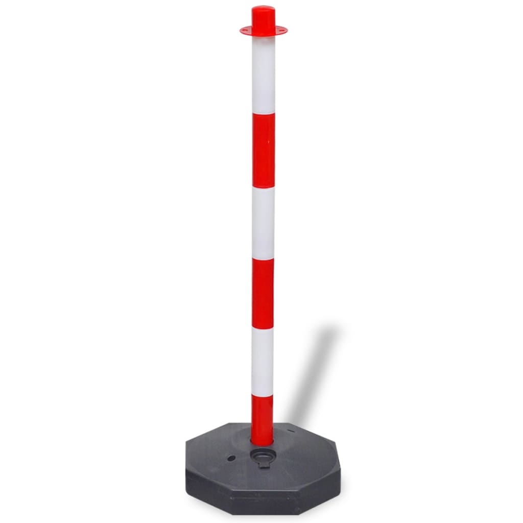 Poste Delimitador 90cm com Base Enchível Vermelho e Branco para Corrente Sinalização e Filas