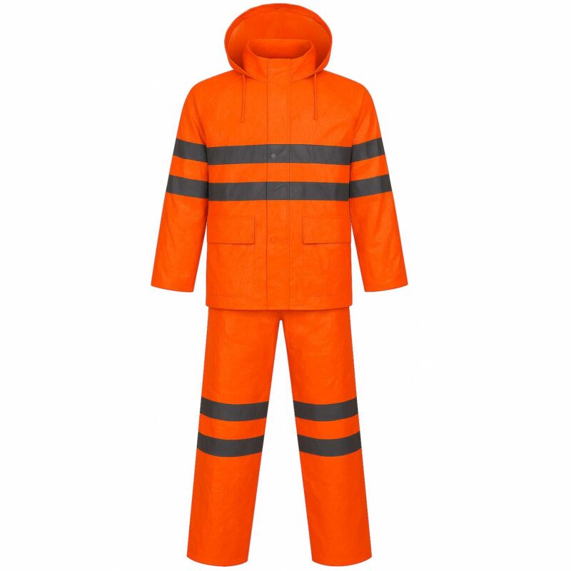 Fato de Chuva em Nylon de Alta Visibilidade - Laranja Fluor