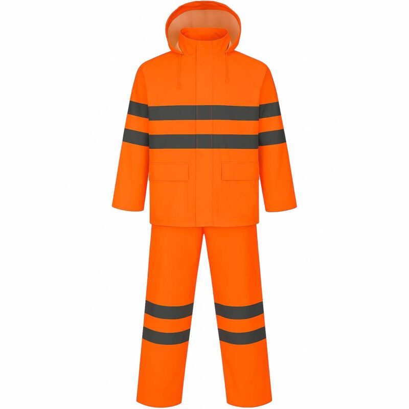Fato de Chuva em PU de Alta Visibilidade - Laranja Fluor