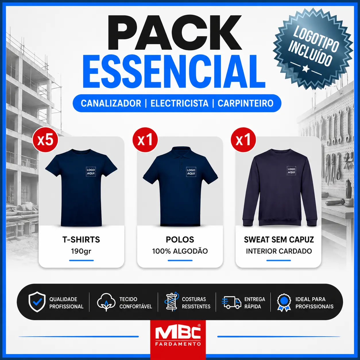 Pack Essencial- Eletricistas / Canalizadores / Carpinteiros