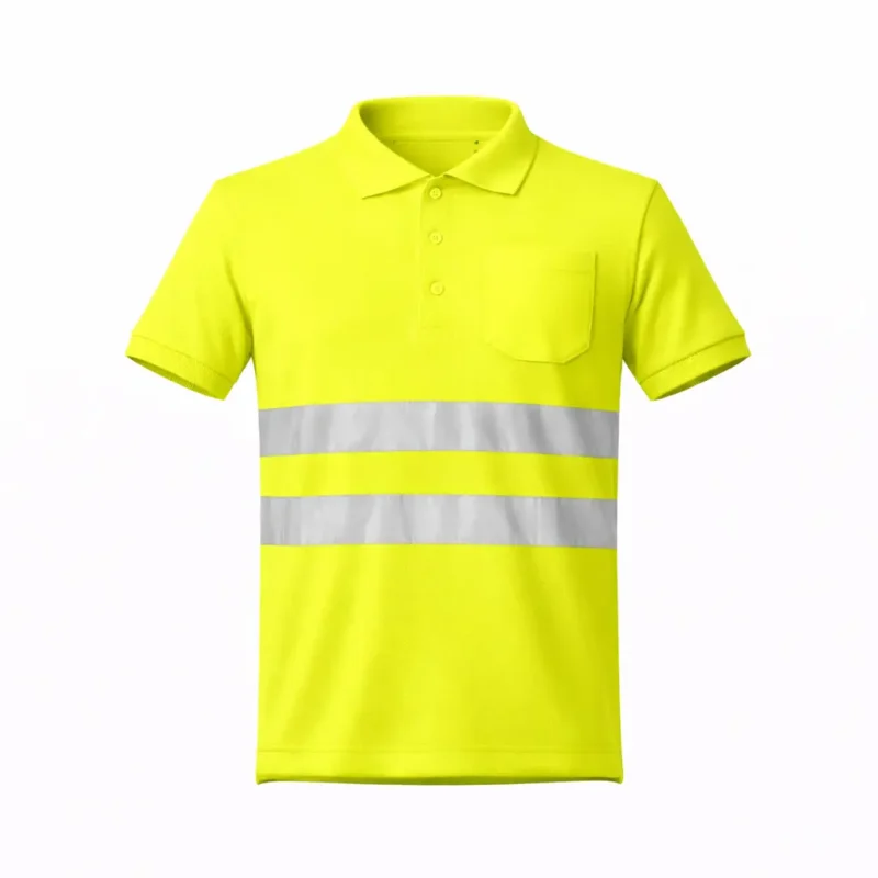 Polo Alta Visibilidade Refletor para Trabalho - Amarelo Fluor, S