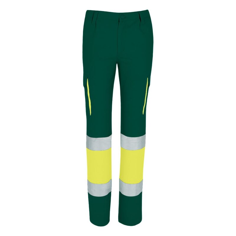 Calças Alta Visibilidade Refletoras de Trabalho - Verde Garrafa-Amarelo