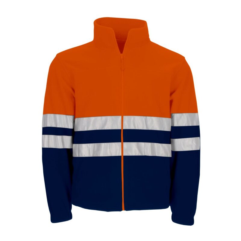 Casaco Polar Alta Visibilidade - Azul Marinho - Laranja Fluor