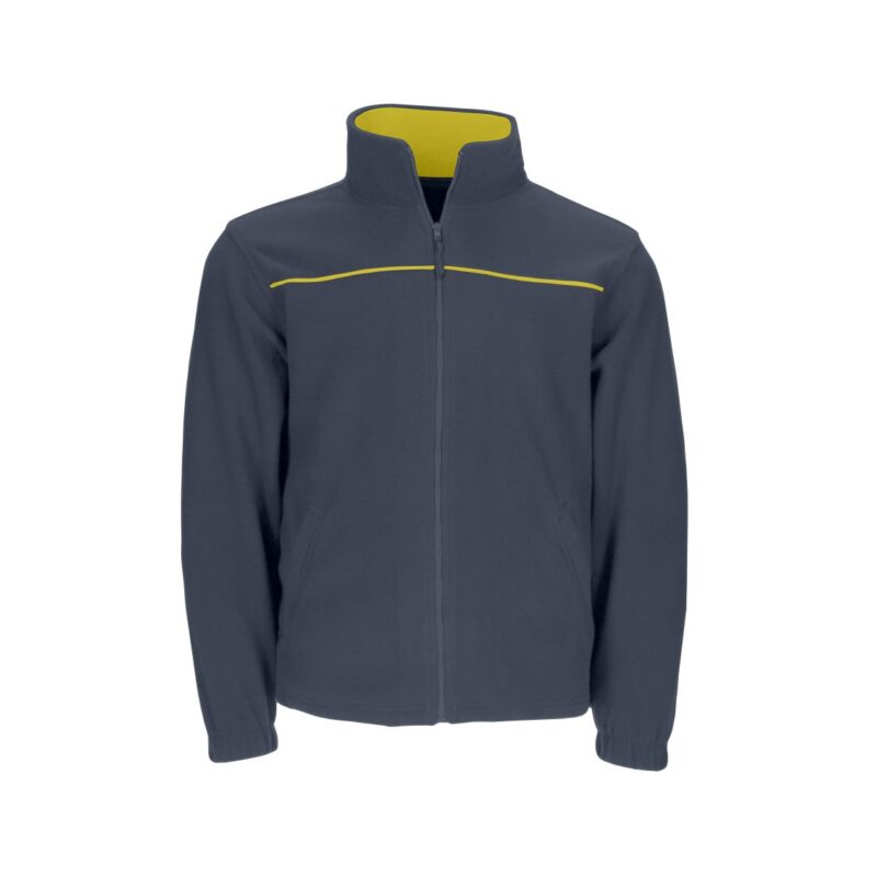 Casaco Polar Bicolor - Cinza Cimento-Amarelo, XL
