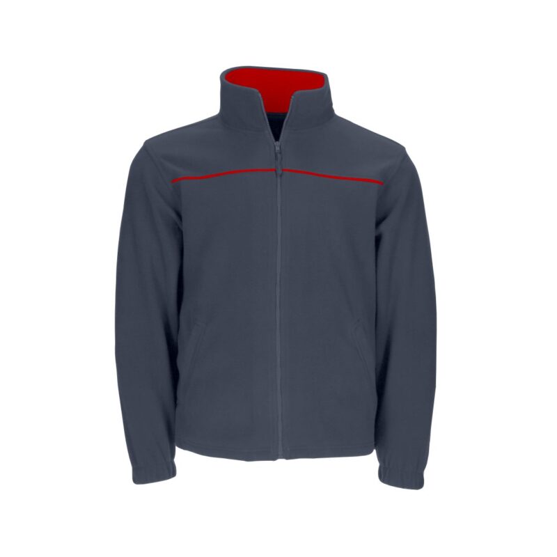 Casaco Polar Bicolor - Cinza Cimento-Vermelho, S