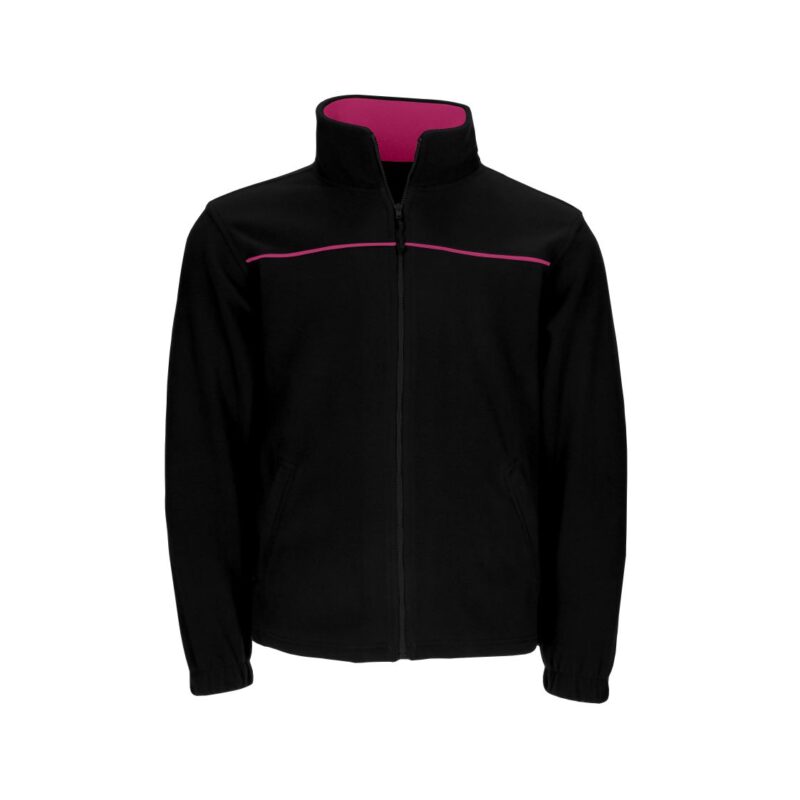 Casaco Polar Bicolor - Preto-Rosa Magenta, S