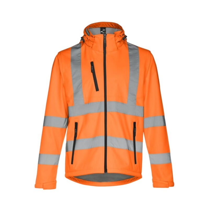 Casaco Softshell Alta Visibilidade com Capuz - Laranja Fluor, M