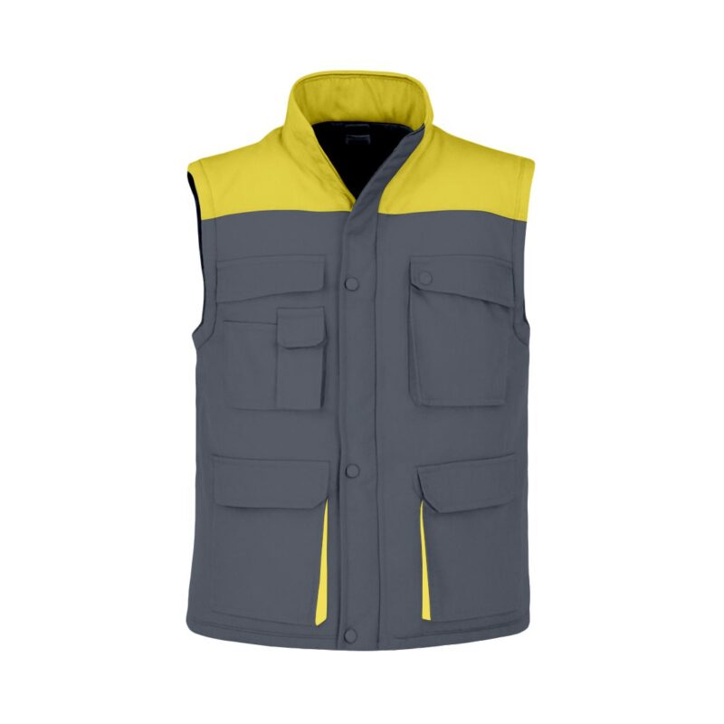 Colete Almofadado Bicolor - Cinza Cimento-Amarelo