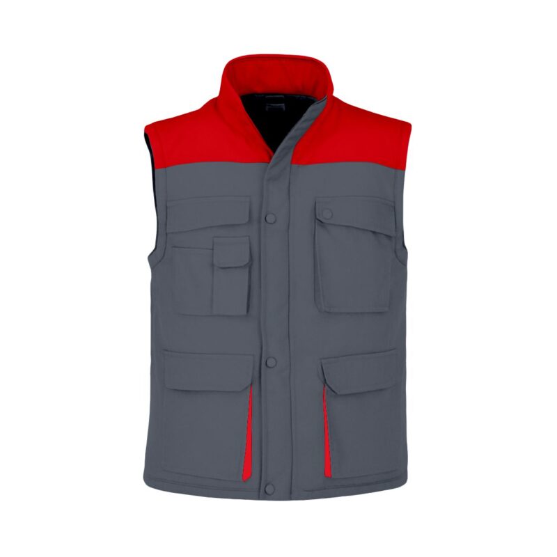 Colete Almofadado Bicolor - Cinza Cimento-Vermelho