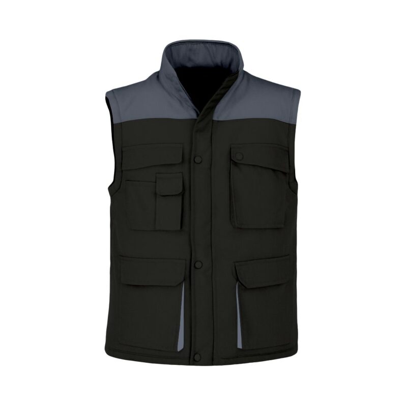 Colete Almofadado Bicolor - Preto-Cinza Cimento