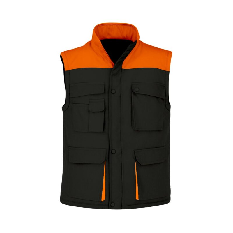 Colete Almofadado Bicolor - Preto-Laranja
