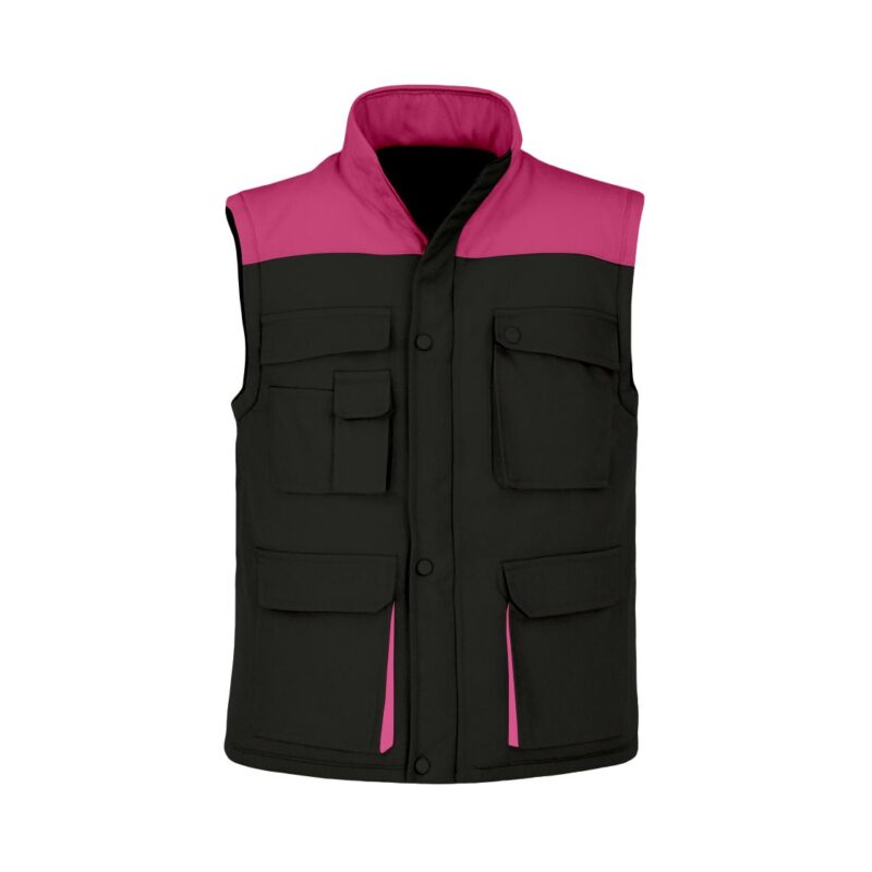 Colete Almofadado Bicolor - Preto-Rosa Magenta