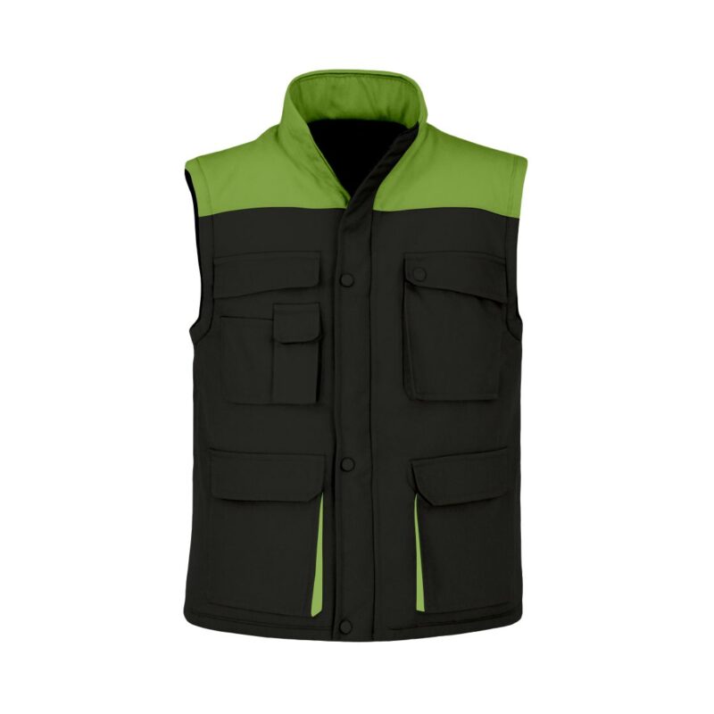 Colete Almofadado Bicolor - Preto-Verde Maçã