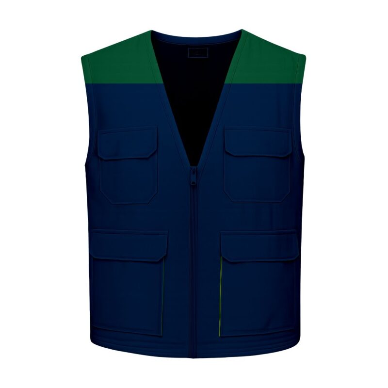 Colete Multibolsos Bicolor - Azul Marinho-Verde Garrafa