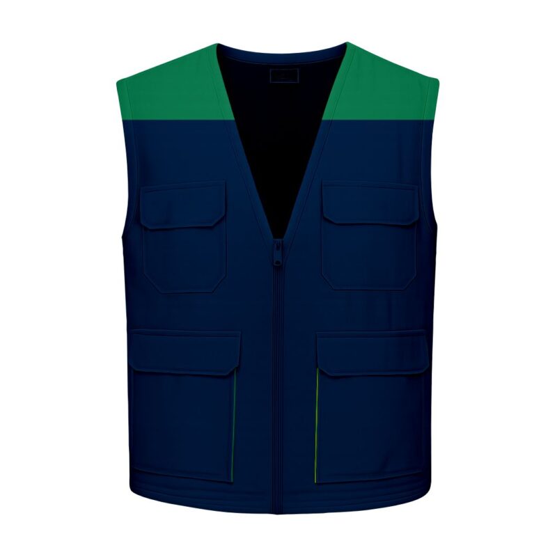 Colete Multibolsos Bicolor - Azul Marinho-Verde Kelly
