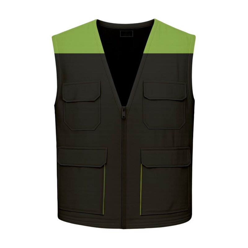 Colete Multibolsos Bicolor - Preto-Verde Maçã