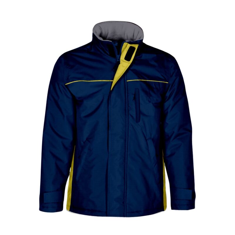 Parka Impermeável Bicolor - Azul Marinho-Amarelo, L