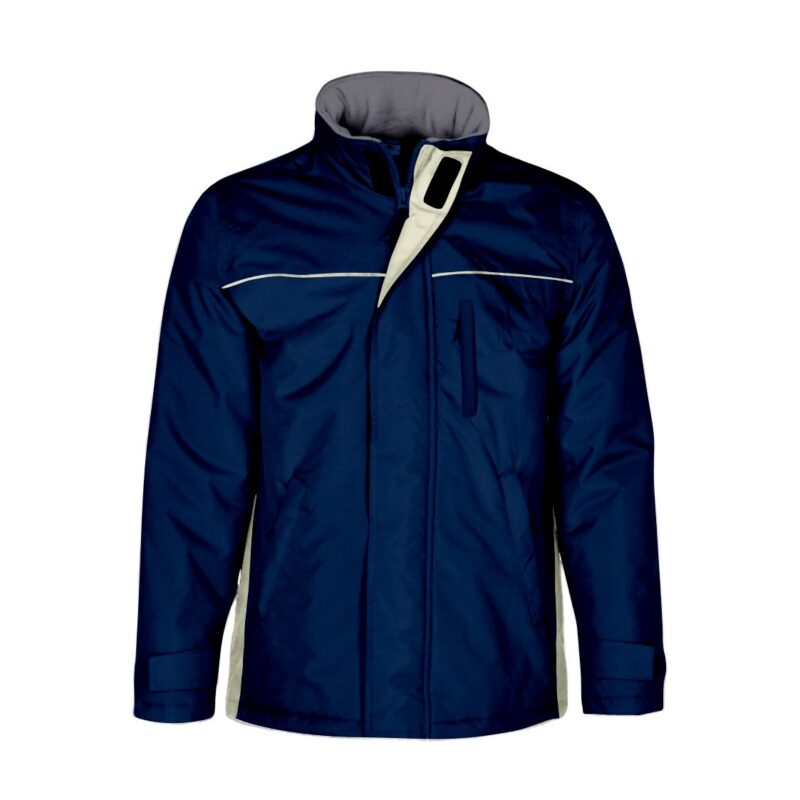 Parka Impermeável Bicolor - Azul Marinho-Bege, M