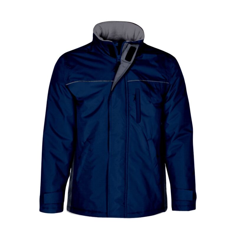 Parka Impermeável Bicolor - Azul Marinho-Cinza Cimento, XL
