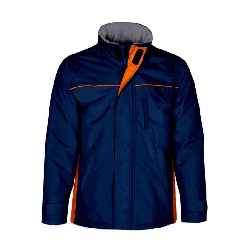 Parka Impermeável Bicolor - Azul Marinho-Laranja, S