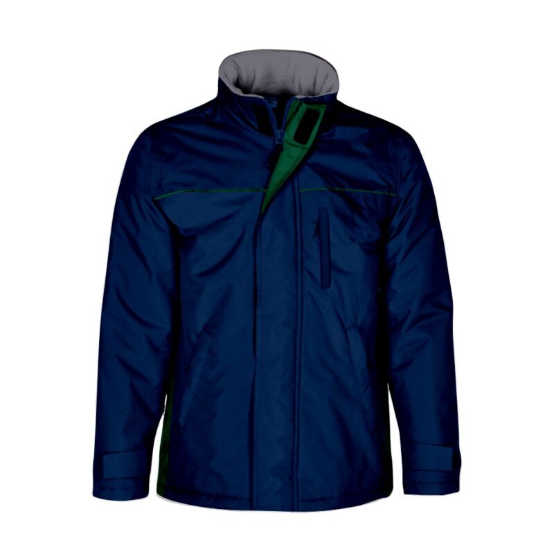 Parka Impermeável Bicolor - Azul Marinho-Verde Garrafa, S