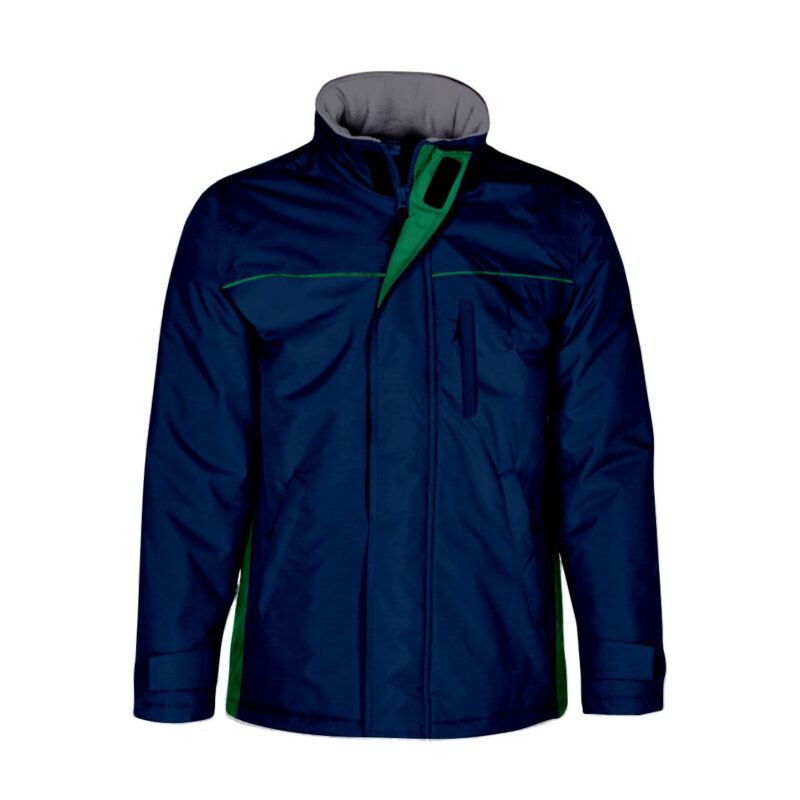 Parka Impermeável Bicolor - Azul Marinho-Verde Kelly, S