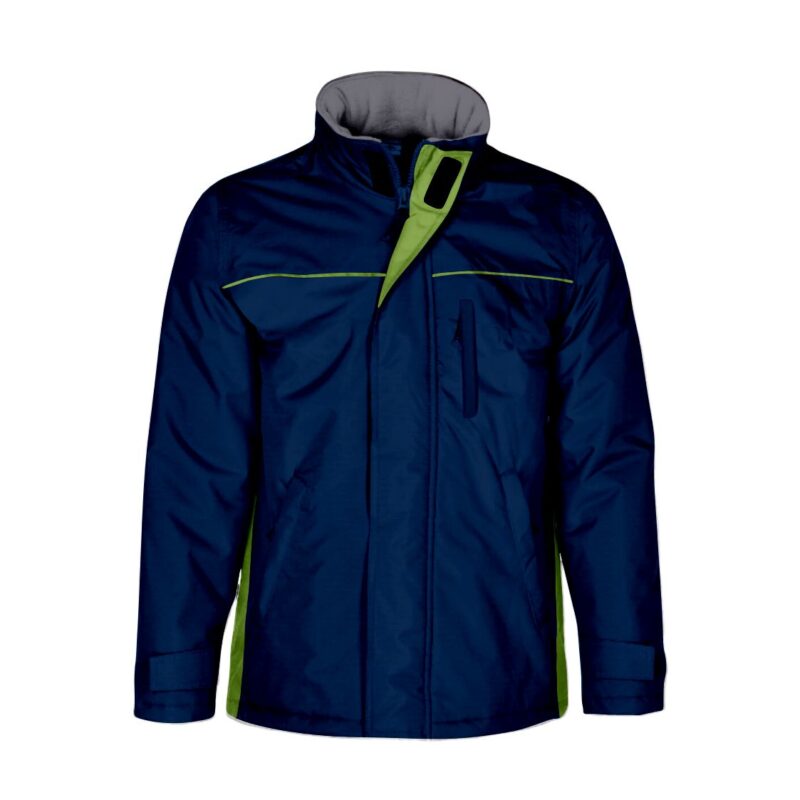 Parka Impermeável Bicolor - Azul Marinho-Verde Maçã, S
