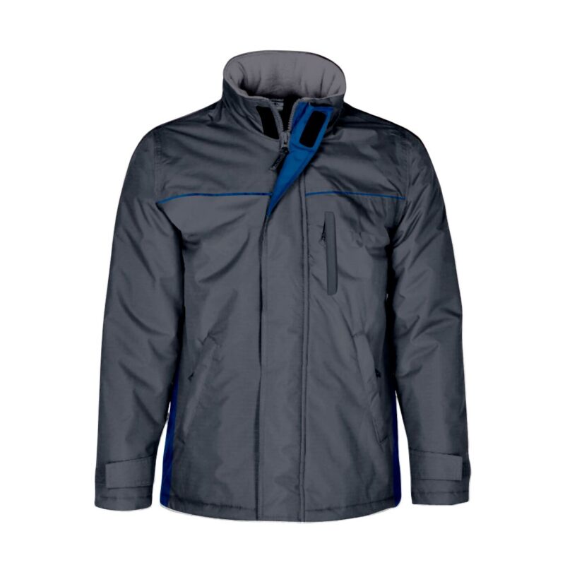 Parka Impermeável Bicolor - Cinza Cimento-Azul Porto, XXL