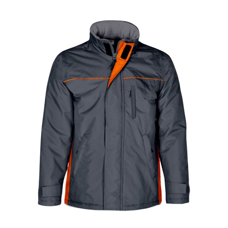 Parka Impermeável Bicolor - Cinza Cimento-Laranja, S