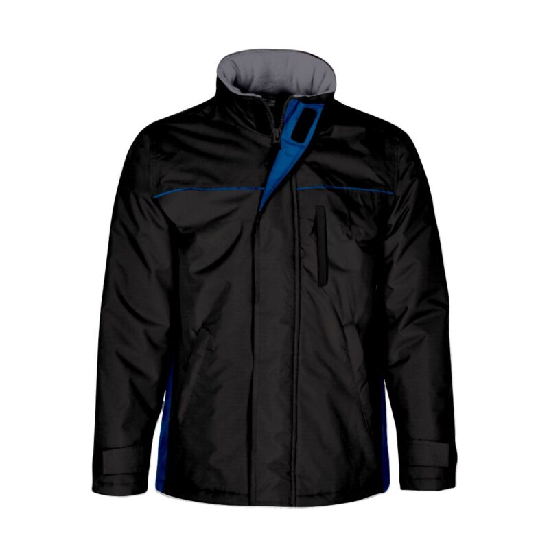 Parka Impermeável Bicolor - Preto-Azul Porto, XL
