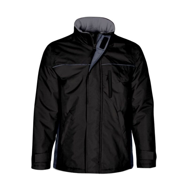 Parka Impermeável Bicolor - Preto-Cinza Cimento, S