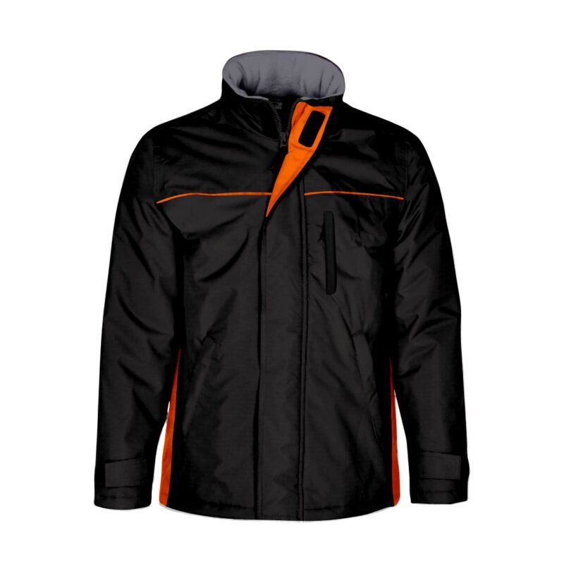 Parka Impermeável Bicolor - Preto-Laranja, XL