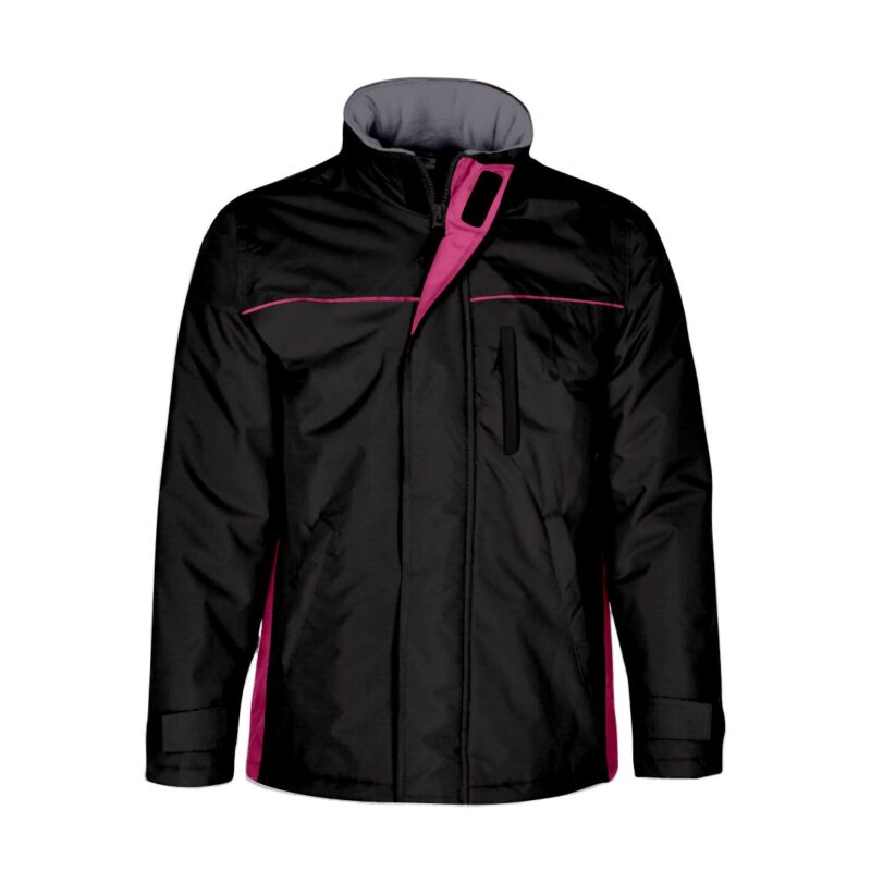 Parka Impermeável Bicolor - Preto-Rosa Magenta, S