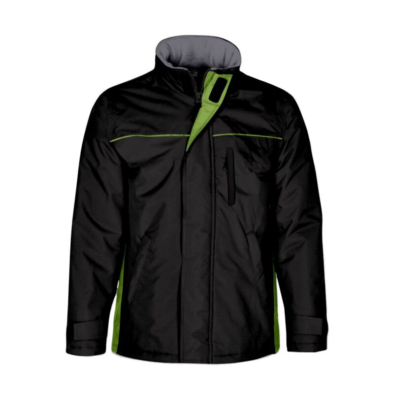 Parka Impermeável Bicolor - Preto-Verde Maçã, L