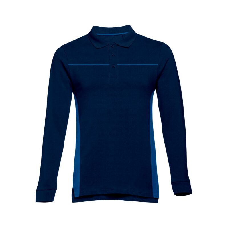 Polo Manga Comprida Bicolor - Azul Marinho-Azul Porto, S