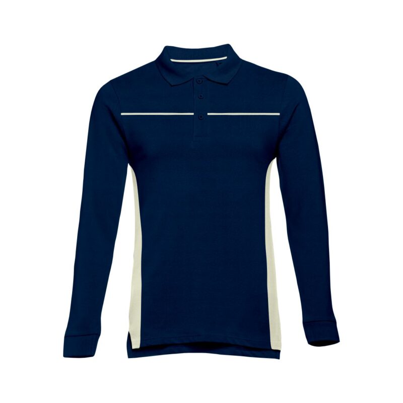 Polo Manga Comprida Bicolor - Azul Marinho-Bege, M
