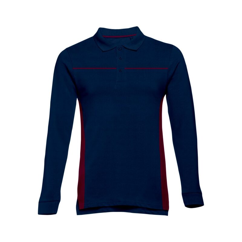 Polo Manga Comprida Bicolor - Azul Marinho-Grena Magno, L