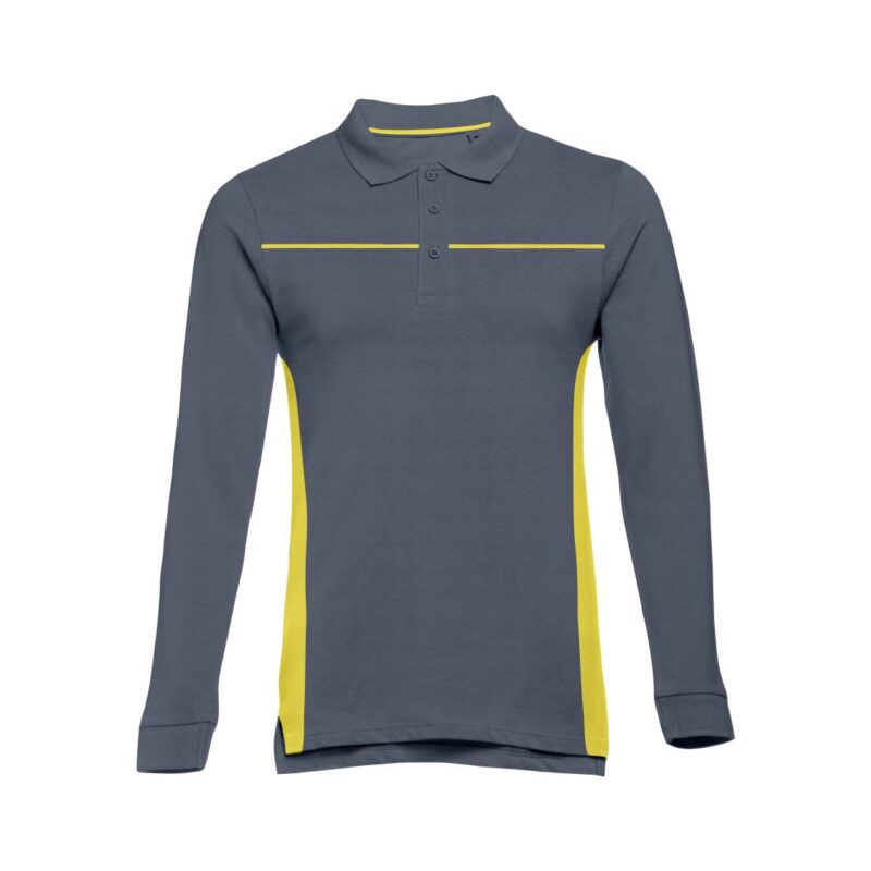 Polo Manga Comprida Bicolor - Cinza Cimento-Amarelo, L