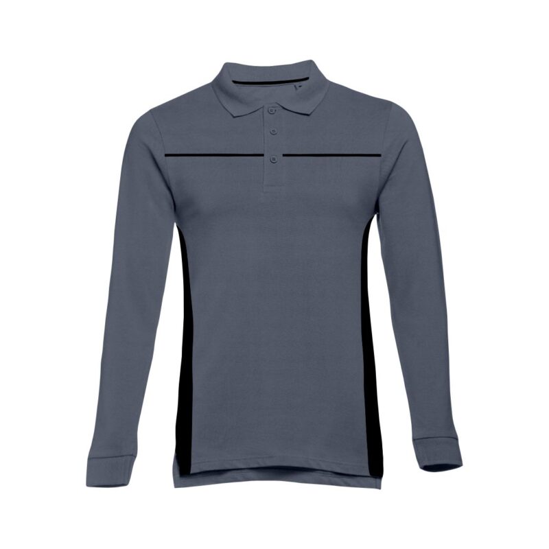 Polo Manga Comprida Bicolor - Cinza Cimento-Preto, L