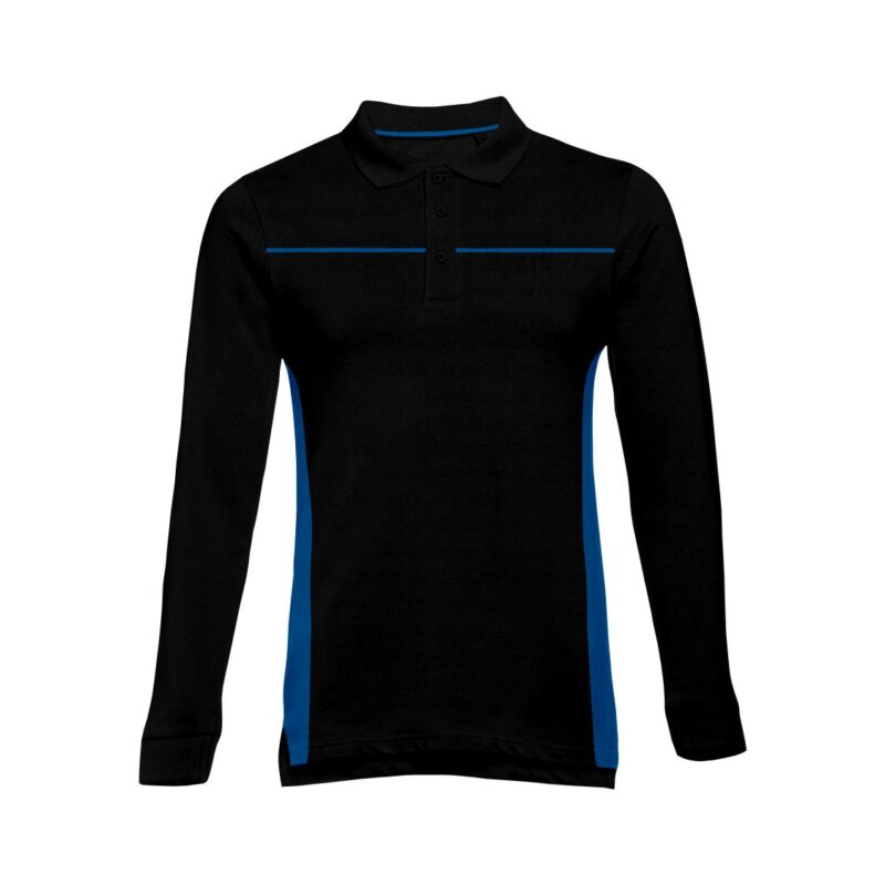 Polo Manga Comprida Bicolor - Preto-Azul Porto, L