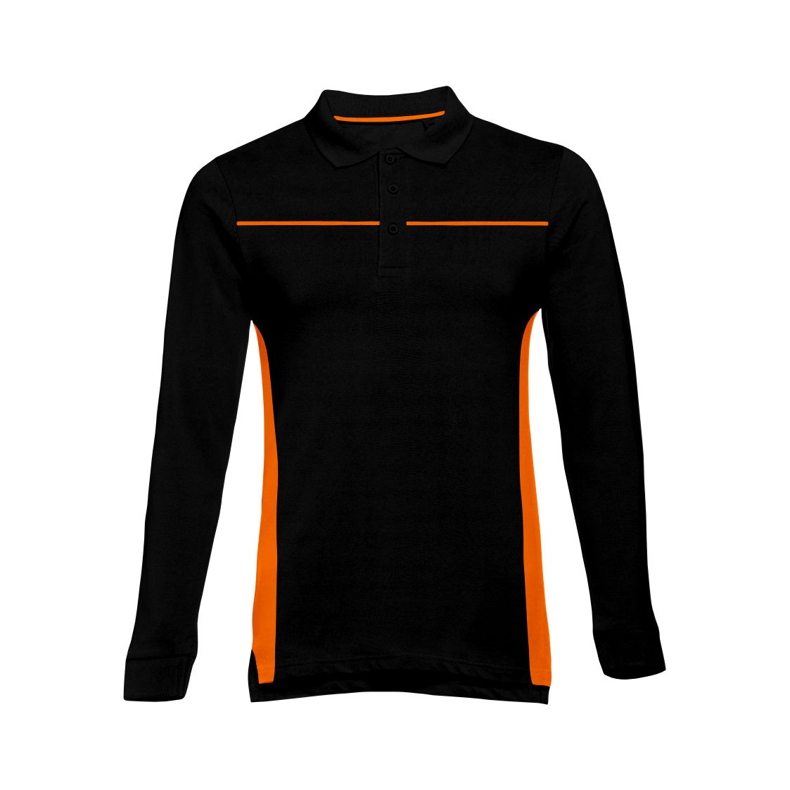Polo Manga Comprida Bicolor - Preto-Laranja, S