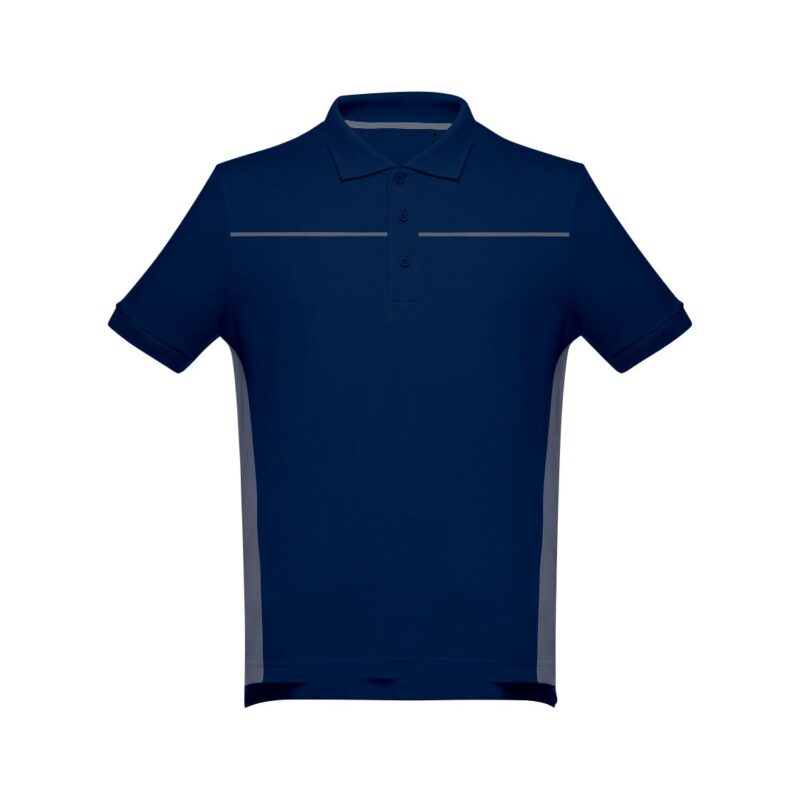 Polo Unissexo Bicolor - Azul Marinho-Cinza Cimento, S