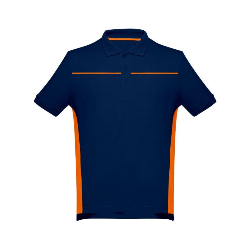 Polo Unissexo Bicolor - Azul Marinho-Laranja, L
