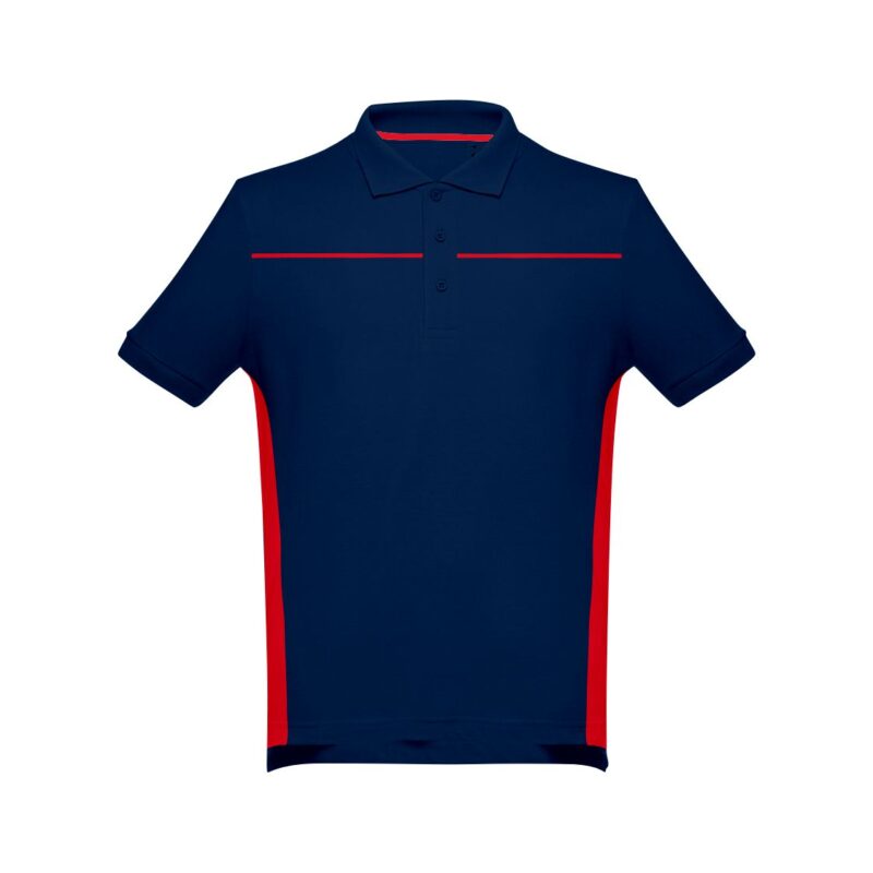 Polo Unissexo Bicolor - Azul Marinho-Vermelho, S
