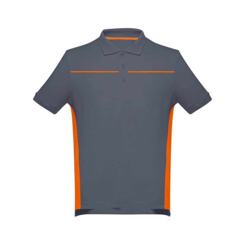 Polo Unissexo Bicolor - Cinza Cimento-Laranja, S