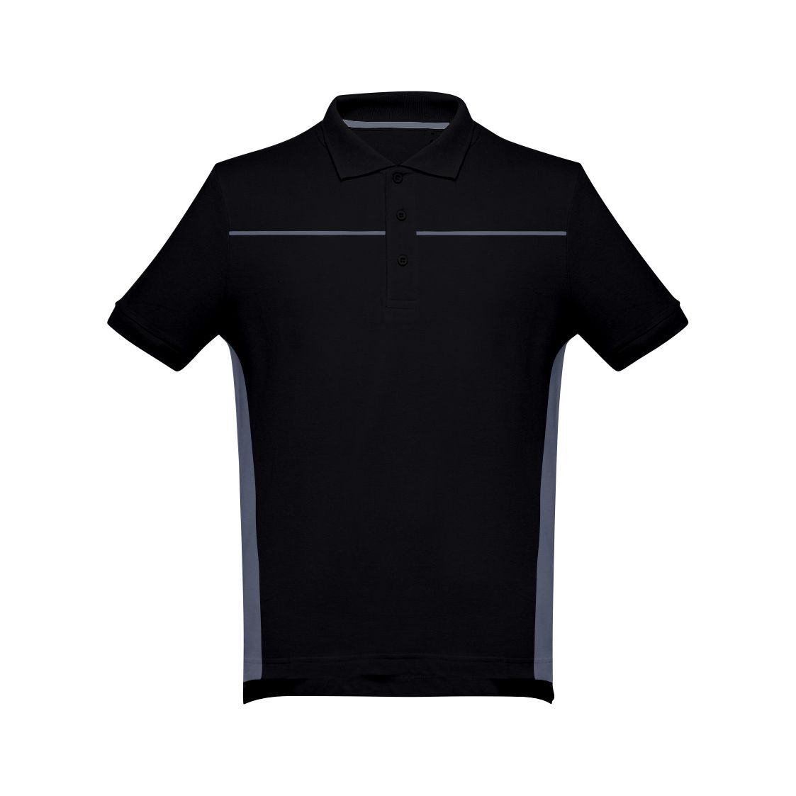 Polo Unissexo Bicolor - Preto-Cinza Cimento, XXL