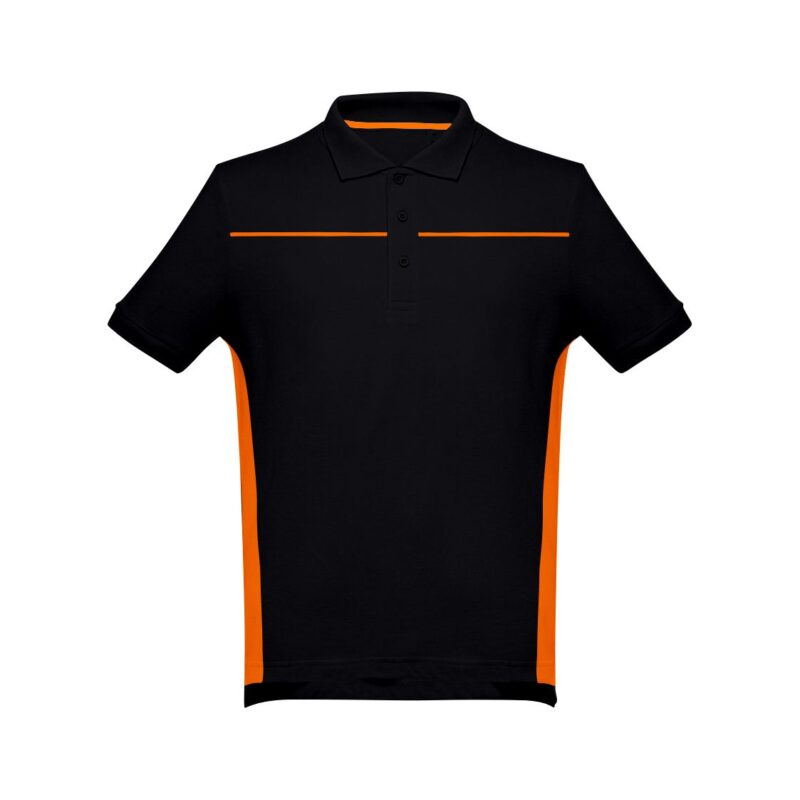 Polo Unissexo Bicolor - Preto-Laranja, S