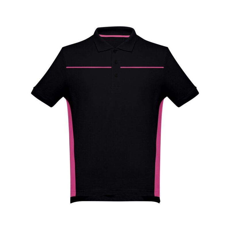 Polo Unissexo Bicolor - Preto-Rosa Magenta, L